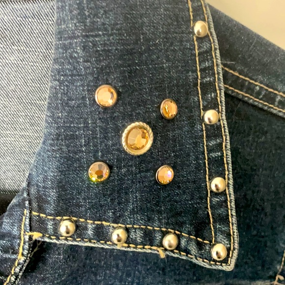Beautifully designed Bling Jean Jacket with Cowhide detail - Picture 5 of 8
